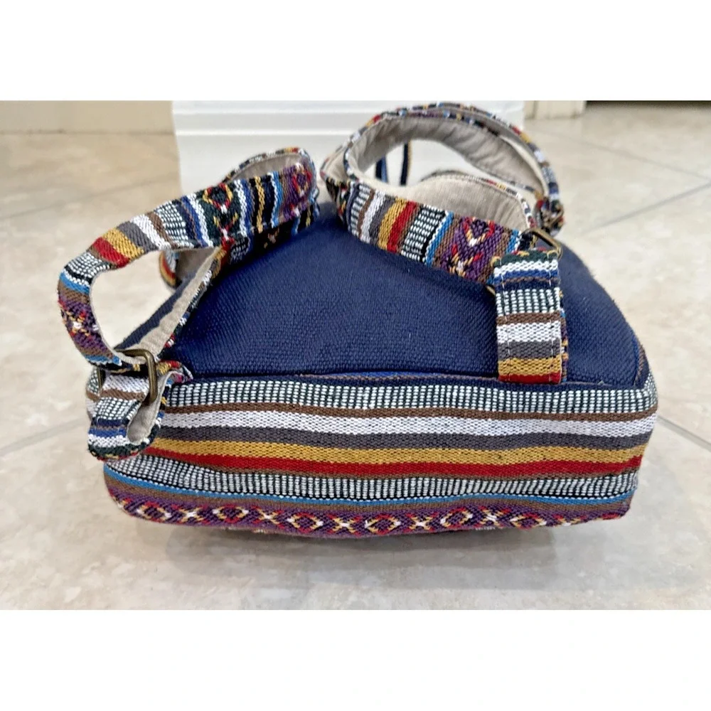 NEW Freakmandu Blue Hemp Bohemian Backpack Aztec Southwestern Napal Festival